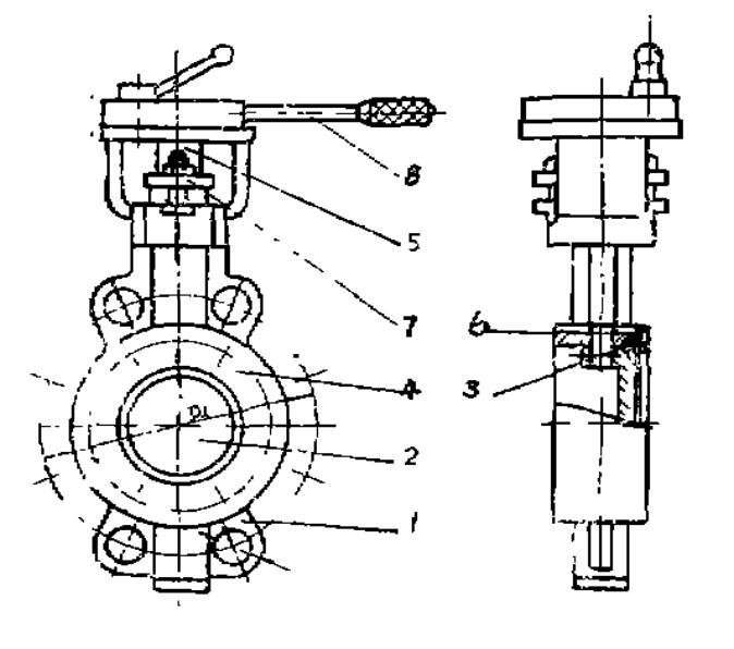 鑄鋼對(duì)夾硬密封蝶閥結(jié)構(gòu)圖