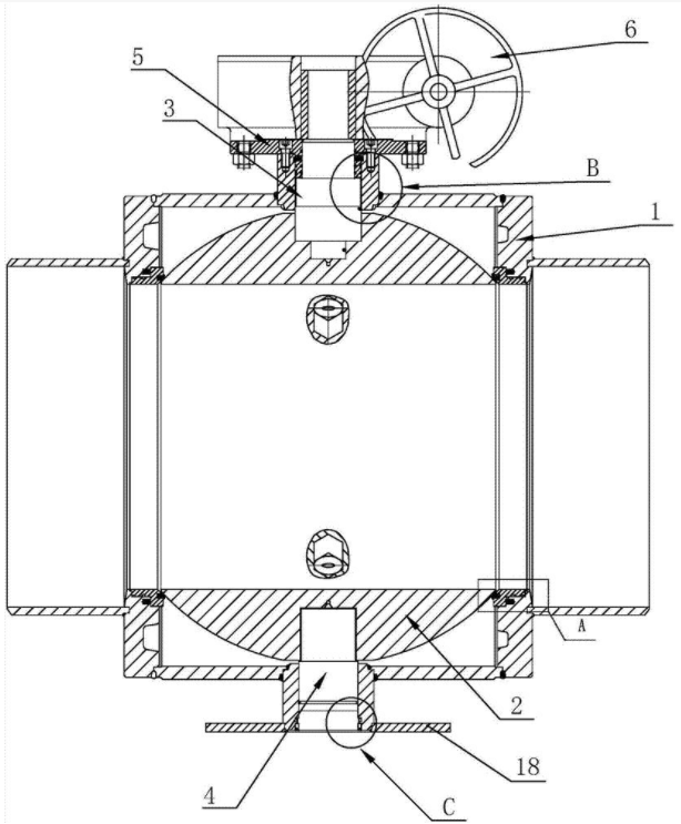 全焊接球閥閥體結(jié)構(gòu)示意圖 全焊接球閥閥體結(jié)構(gòu)示意圖